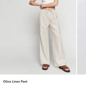 Reformation Olina Linen Pant Oatmeal Size Medium